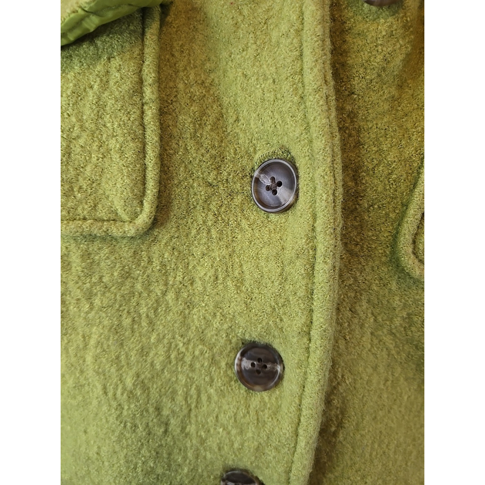 Joie Cropped Fuzzy Wool Blend Jacket Lime Green Boxy Button Front M - Picture 9 of 11